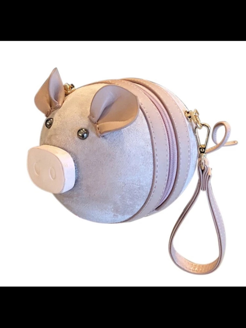 Pink Mauve PU Suede Pig Shoulder Wrist Hand Bag Cosmetic Handbag Purse